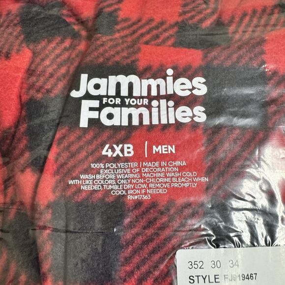 Merry & Bright Buffalo Plaid Pajama Top & Bottom Set Men's Big & Tall Size 4XB - Picture 3 of 6